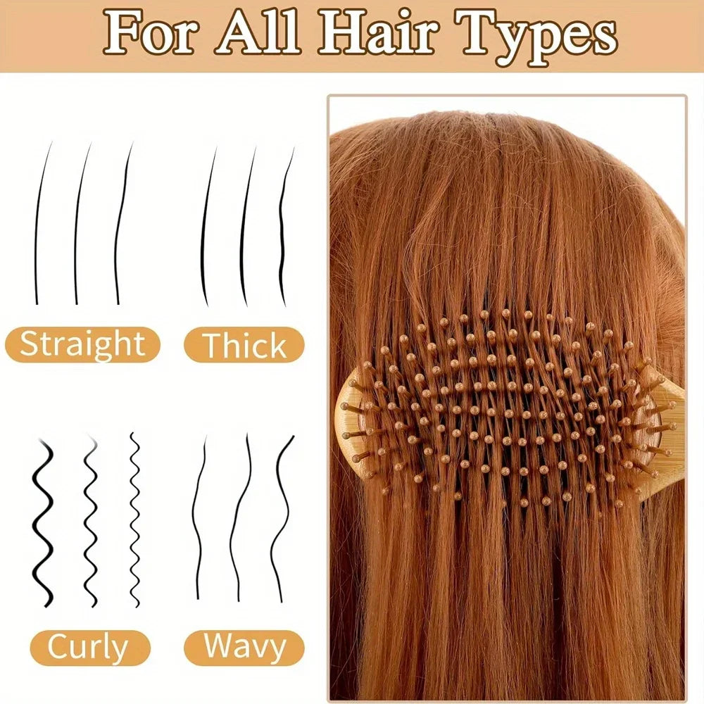 Natural Bamboo Hair Brush – Detangle, Reduce Breakage & Stimulate Growth