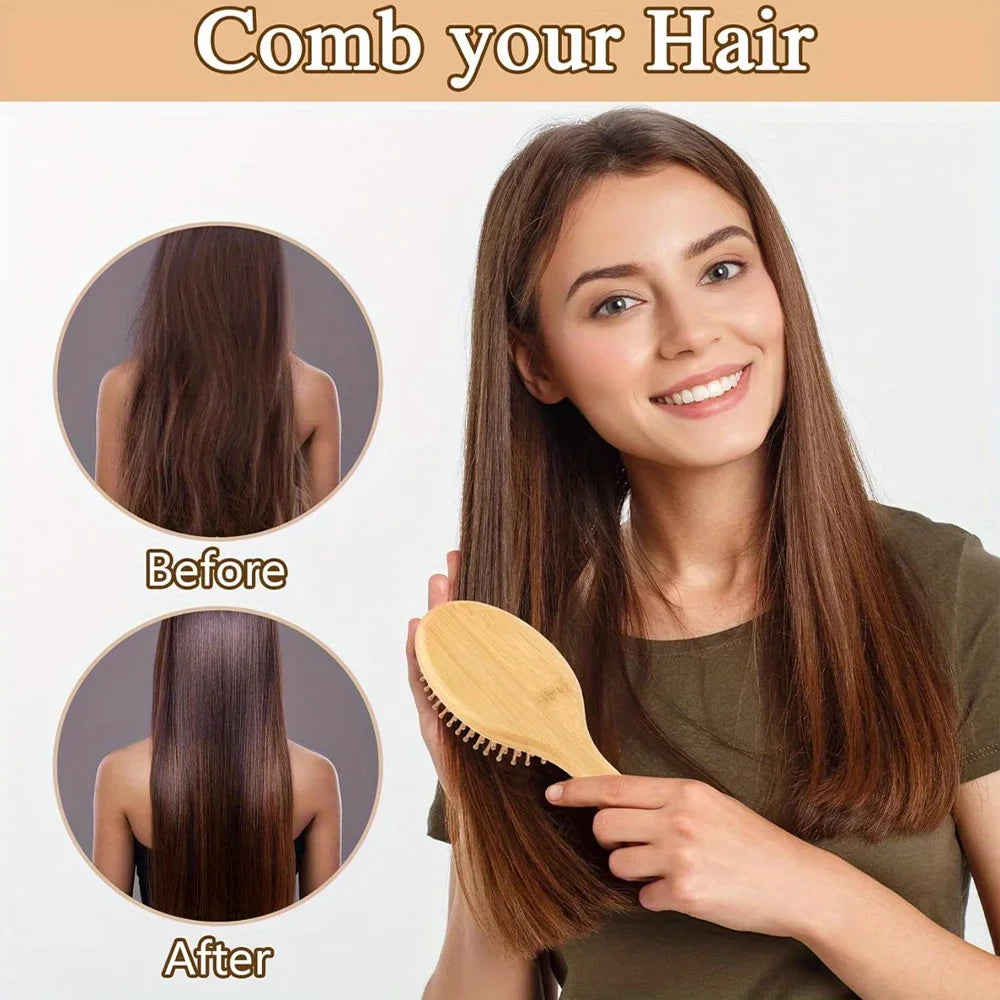 Natural Bamboo Hair Brush – Detangle, Reduce Breakage & Stimulate Growth