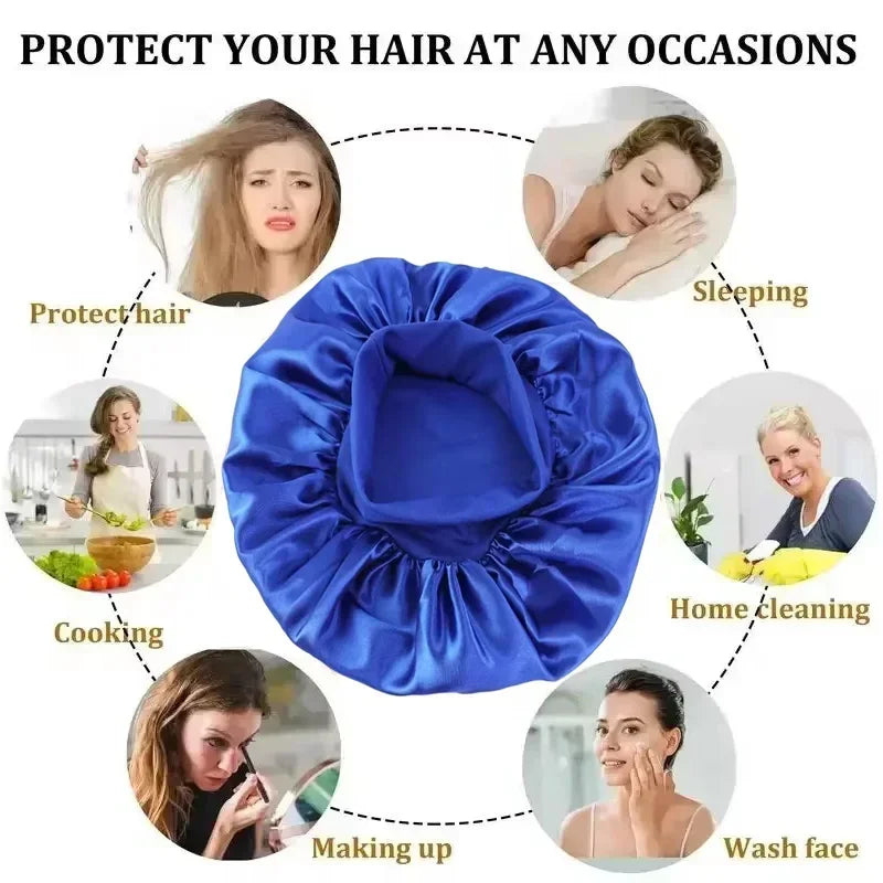 Silk Hair Bonnet – Overnight– Anti-Frizz, Hair Protection & Moisture Care